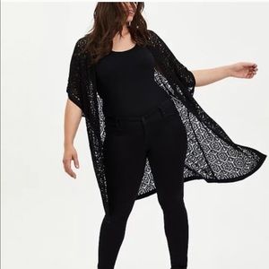 TORRID KIMONO DUSTER - POINTELLE BLACK